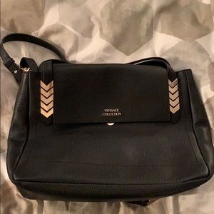 Versace black leather shoulder bag